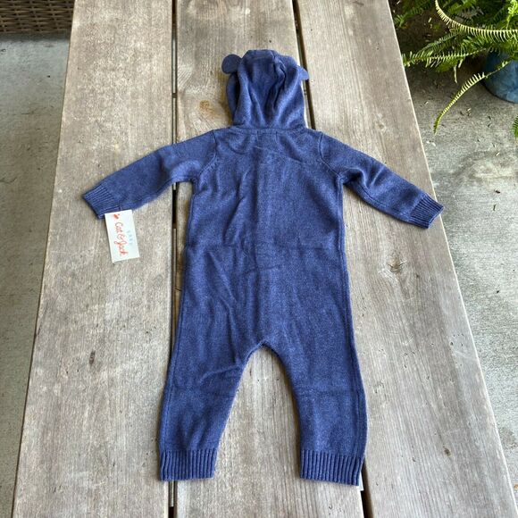 Cat & Jack Boys Romper Size 3-6 Mo Hooded Critter Sweater Blue Ears NEW - Picture 6 of 8